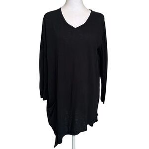 NWT Fresh Produce Ella Tunic Top Women’s Size L Black Asymmetrical Hem Lagenlook
